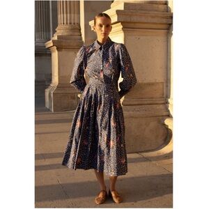 NWT Oliphant Nora Midi Dress in Bali Navy, Size L